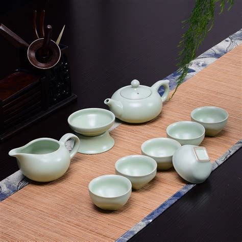 陶瓷功夫茶具套装 家用客厅中式茶具 创意青釉泡茶壶盖碗大图片 - 景德镇陶瓷网