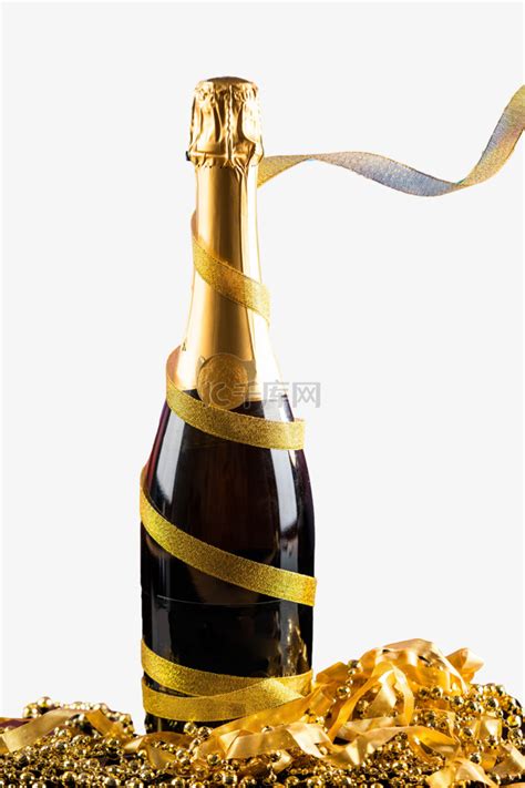 庆祝香槟酒酒瓶黄丝带素材图片免费下载-千库网