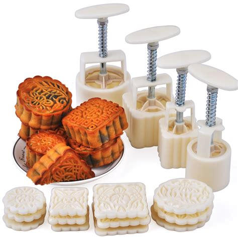 千团50-100克圆形月饼模具4件套 手压式冰皮月饼模 绿豆糕模具-阿里巴巴