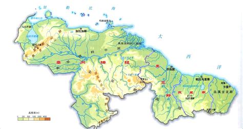 高清委内瑞拉圭亚那苏里南地形图_世界地形图_初高中地理网