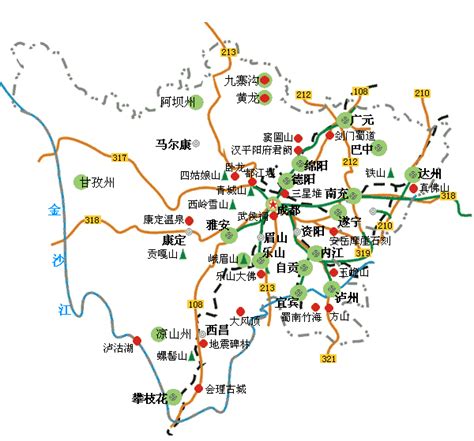四川景点分布地图图片