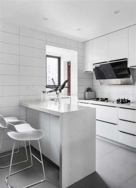简约风格公寓厨房吧台装修设计实景图_装信通网效果图