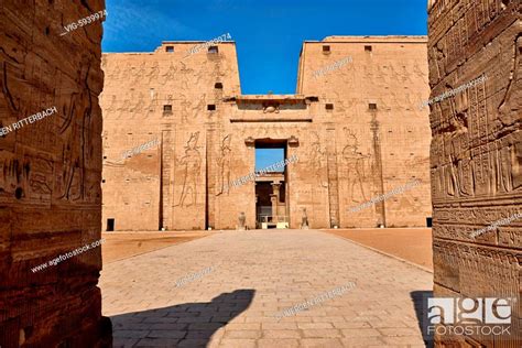 EGYPT, EDFU, 09.11.2016, pylon at entrance of Temple of Edfu, Egypt ...