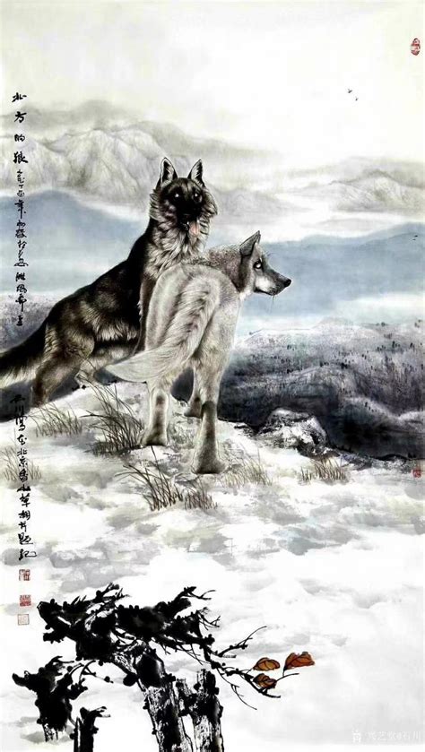 国画作品|狼-北方的狼|石川_兴艺堂