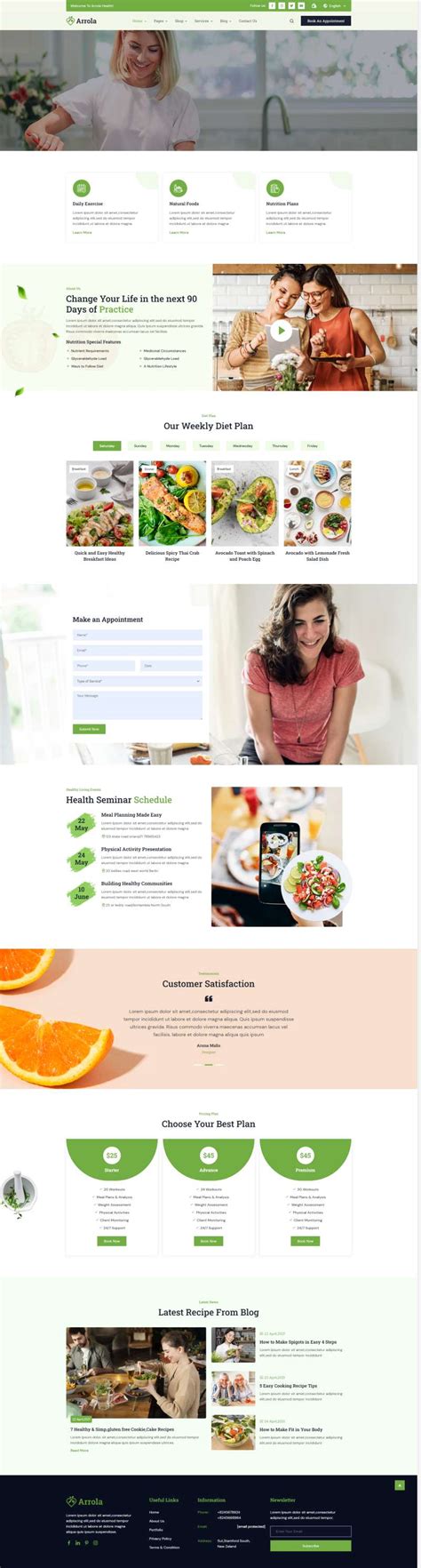 营养健康网站模板下载，大气的健康饮食网站模板设计-17素材网