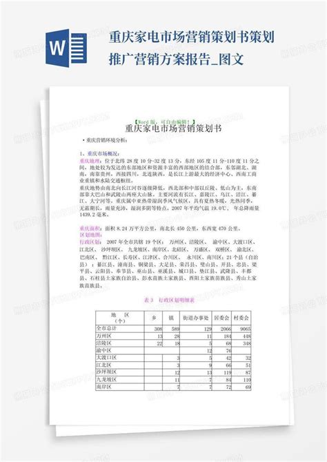 重庆家电市场营销策划书策划推广营销方案报告_图文-Word模板下载_编号lpeyjonk_熊猫办公