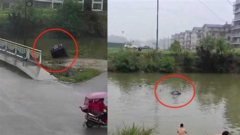 现场揪心！宁乡一小车失控冲入河中，驾驶员水中挣扎，救上岸已无生命体征_腾讯视频