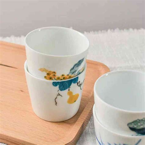 洪窑 景德镇手绘陶瓷餐杯中式水杯家用客厅直筒杯釉下餐具大容量