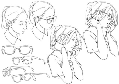 戴眼镜斯文可爱女孩卡通简笔画(戴眼镜的卡通女孩简笔画) - 抖兔教育