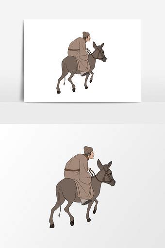 手绘插画元素骑驴的少女元素PNG图片素材下载_元素PNG_熊猫办公