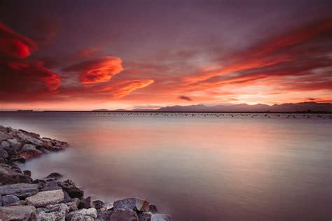 Free Images : nature, horizon, natural landscape, red sky at morning ...