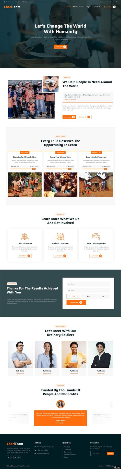 非营利组织的慈善公益网站设计模板 - 25学堂