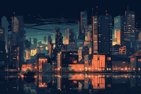现代化城市夜景插画图片下载-正版图片600029447-摄图网
