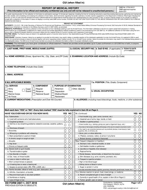 DD Form 2807-1. Report of Medical History | Forms - Docs - 2023