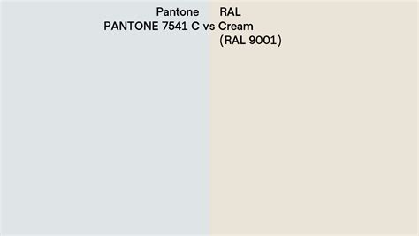 Pantone 7541 C vs RAL Cream (RAL 9001) side by side comparison