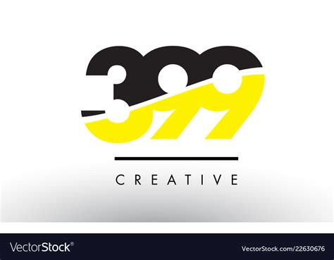 399 black and yellow number logo design Royalty Free Vector