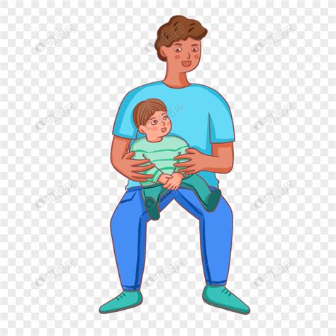 手绘父亲把儿子抱在腿上坐着元素素材下载-正版素材401383676-摄图网