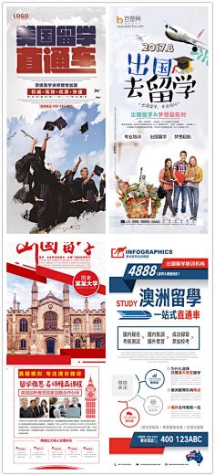 外国留学申请流程商务简约营销长图海报模板下载-千库网