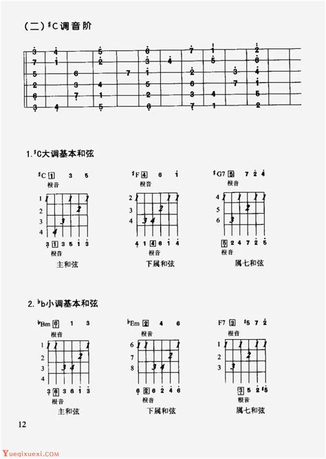 吉他谱各调常用吉他和弦图表-吉他教学 - 乐器学习网