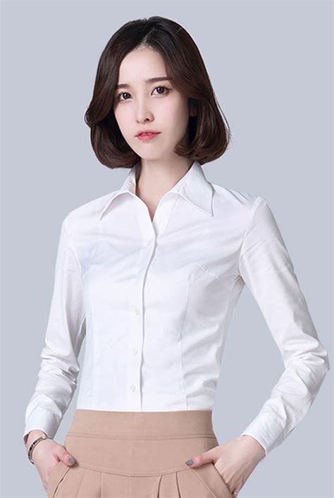 【一件代发】2024新款白衬衫女雪纺职业女装长袖衬衣棉质细纹V领-阿里巴巴