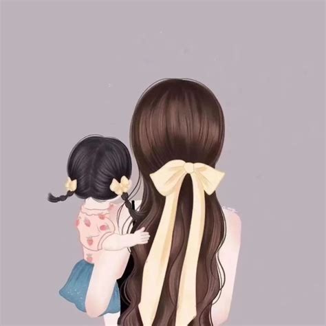 温柔亲子头像卡通女生