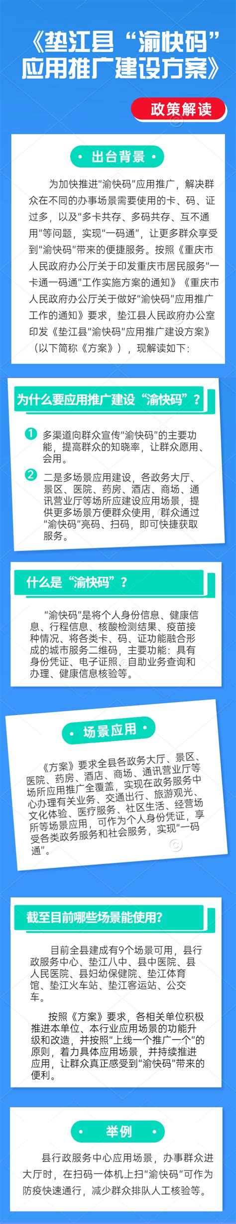 一图读懂：垫江县“渝快码”应用推广建设方案