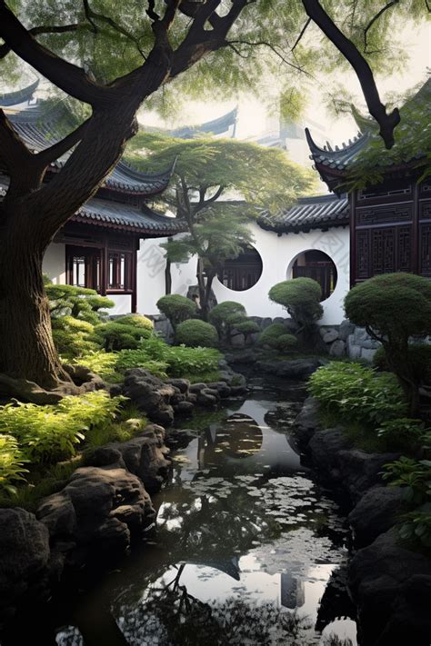中式园林建筑摄影图图片-包图网