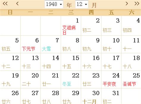 1948全年日历农历表 - 第一星座网