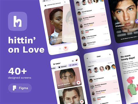约会交友社交类APP模板UI界面设计套件Hittin – Dating Mobile UI Kit _ 果觅网（gooodme）