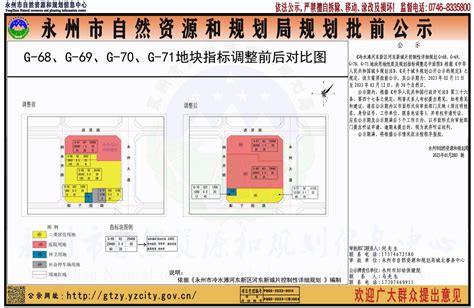 《永州市冷水滩河东新区河东新城片控制性详细规划G-68、G-69、G-70、G-71地块指标调整前后对比图》_规划批前公示_市自然资源和规划局 ...