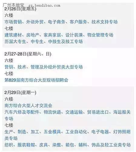 2016年2月广州南方人才市场招聘会(时间、地点)- 广州本地宝
