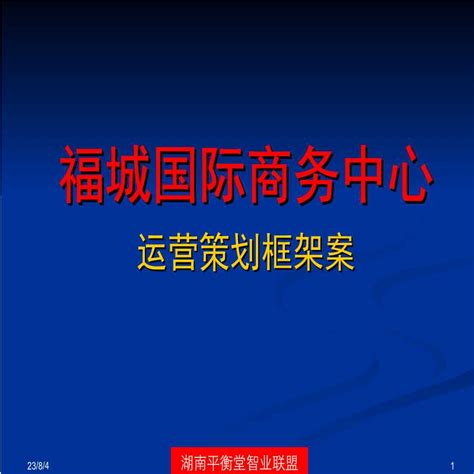 2013年郴州福城国际商务中心运营策划框架案.ppt_工程项目管理资料_土木在线