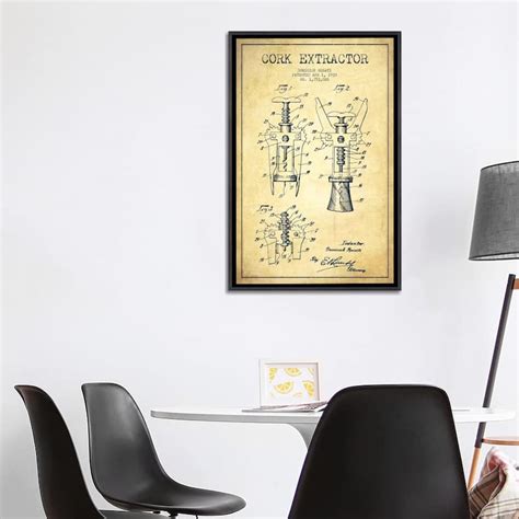 iCanvas "Corkscrew Vintage Patent Blueprint" by Aged Pixel Framed - Bed ...