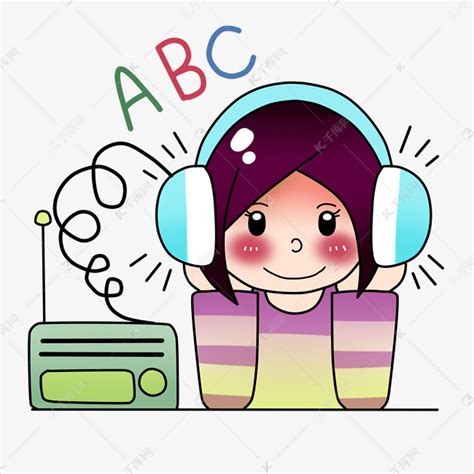英语听力女孩素材图片免费下载-千库网