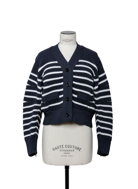 Horizontal Stripe Knit Cardigan | sacai Official Store