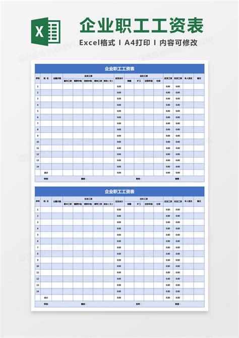 企业职工工资表Excel模板下载_熊猫办公
