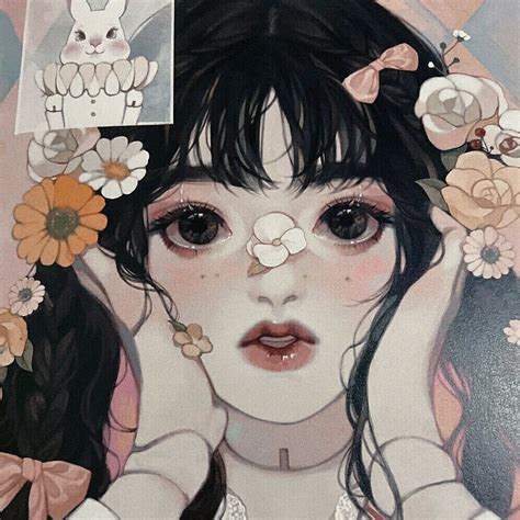 插画甜美女生动漫头像
