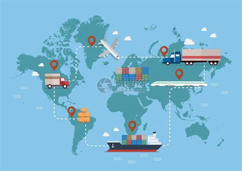 全球物流网络一套货运卡车喷气式海上运输和火车插画图片下载-正版图片402411619-摄图网
