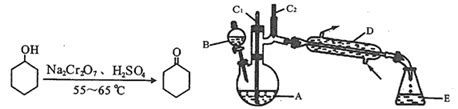 实验室可利用环己醇的氧化反应制备环己酮，反应原理和实验装置（部分夹