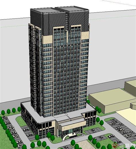 一栋高层办公楼建筑设计SU模型