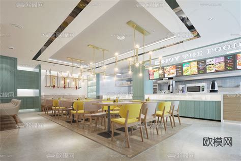 现代小吃店 快餐店3d模型下载_ID12319710_3dmax免费模型-欧模网