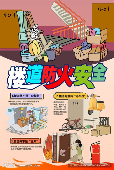 楼道消防安全宣传海报图片下载_红动中国