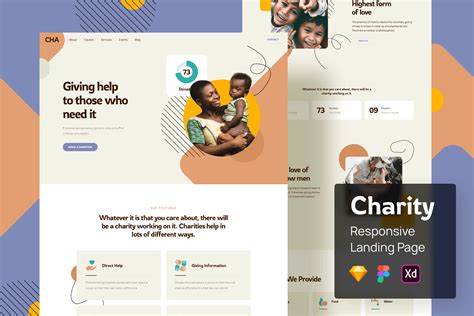 响应式设计慈善机构网站着陆页模板 Charity Responsive Landing Page – 设计小咖