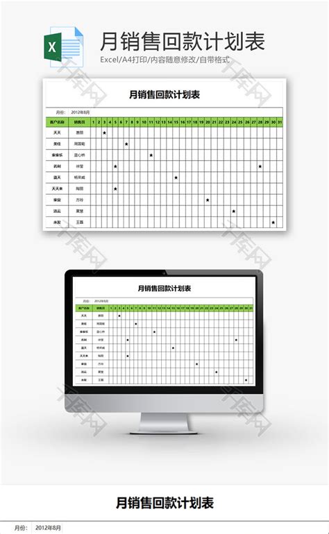 产品月度销售明细表Excel模板_千库网(excelID：174557)