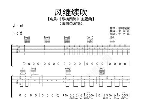 风继续吹吉他谱_张国荣_C调弹唱61%专辑版 - 吉他世界