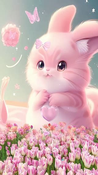 粉色小兔兔(动物手机动态壁纸) - 动物手机壁纸下载 - 元气壁纸
