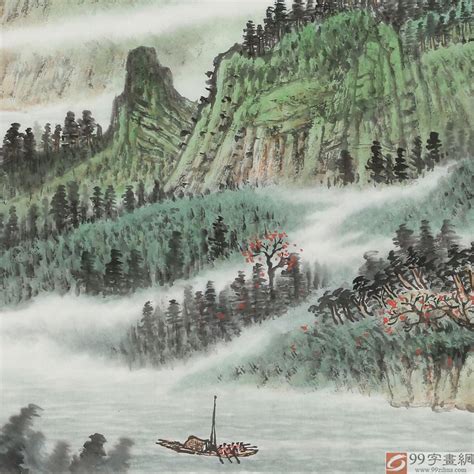 廖崧越 三尺写意山水画《两岸猿声啼不住》 - 写意山水画 - 99字画网
