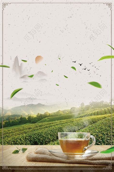 茶山茶叶飘香风景绿茶新茶春茶上市海报背景免费下载 - 觅知网