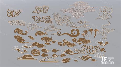 3D模型-中式祥云云纹铁艺装饰纹样模型-M0001504333-炫云云模型网