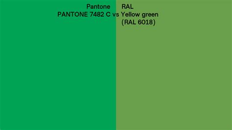Pantone 7482 C vs RAL Yellow green (RAL 6018) side by side comparison